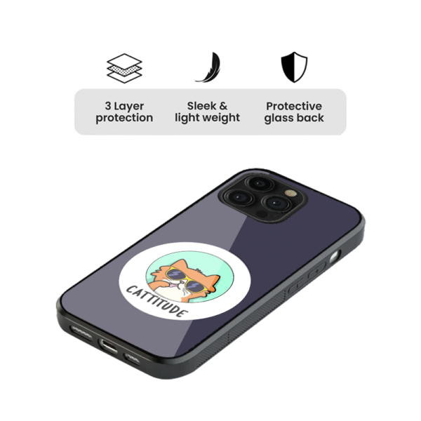 Cattitude Glass Phone Case - Image 3