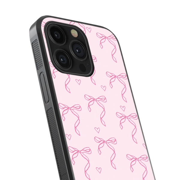 Bows and Hearts Glass Phone Case - Image 2