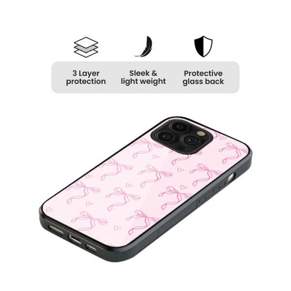 Bows and Hearts Glass Phone Case - Image 3