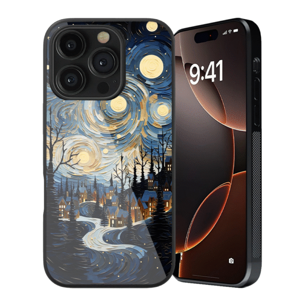 Blue Starry Night Glass Phone Case - Image 2